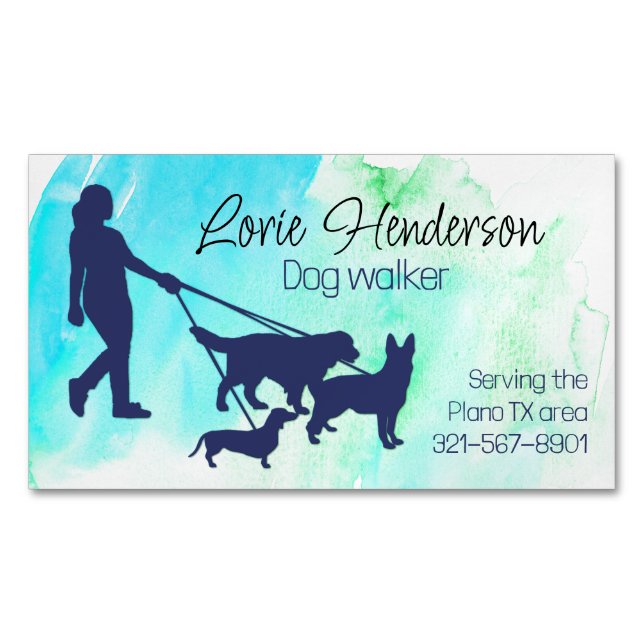 Dog Walker Business Card Magnet (Front)