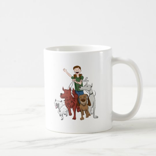 Dog Walker Cartoon Coffee Mug