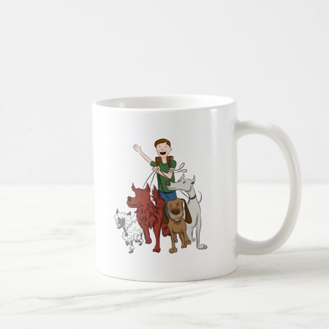Dog Walker Cartoon Coffee Mug (Right)