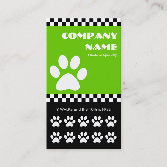 dog walker checkers punchcard loyalty card (Front)