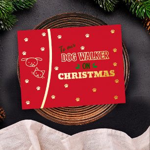 Dog Walker Christmas Cat Dog Gold Holiday Xmas
