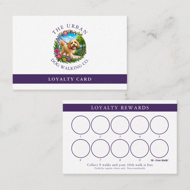 Dog Walker Customer Loyalty Card Cockapoo (Front/Back)