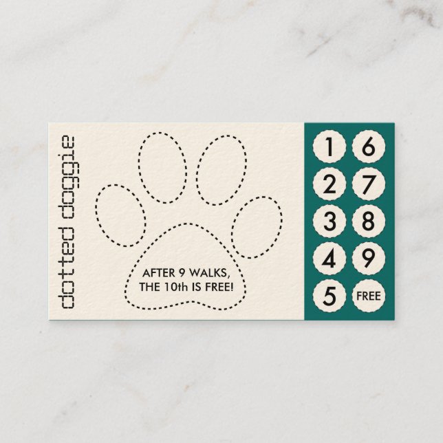 dog walker cut out punch cards (Front)