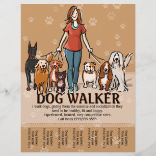 Dog Walker. Dog Walking. Advertising Template Flyer