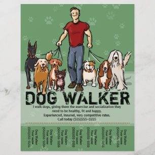 Dog Walker. Dog Walking. GUY. grn. PromoTemplate Flyer