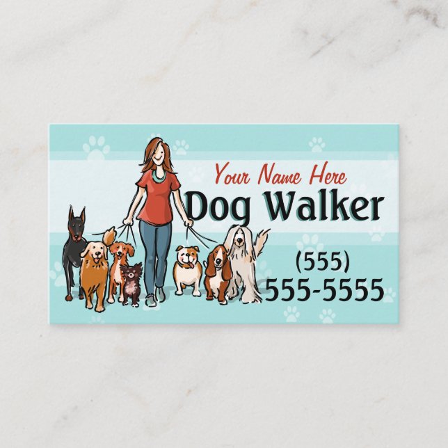 Dog Walker Dog Walking Training Female Promo Card (Front)
