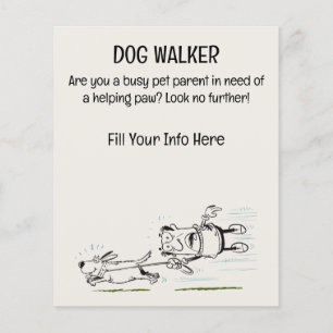 Dog Walker funny and engaging cartoon flyer