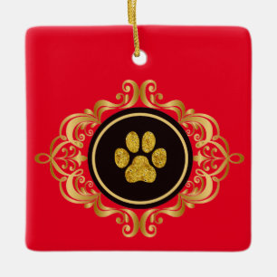 Dog Walker Gold Paw Print Ornament