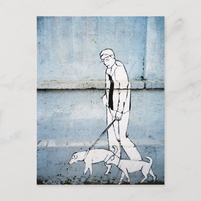dog walker graffiti on branimirova street, croatia postcard (Front)