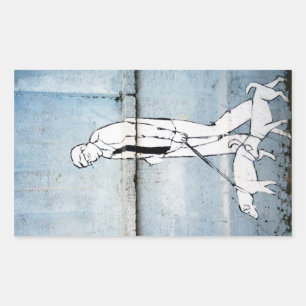 dog walker graffiti on branimirova street, croatia rectangular sticker