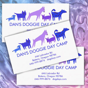 Dog Walker Groomer Boarding Colourful Funny Puppy  Business Card