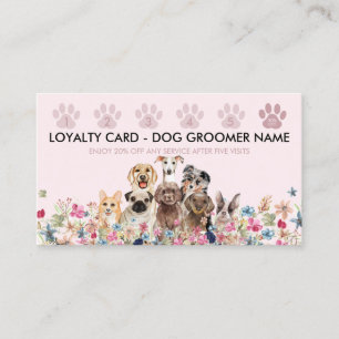 Dog Walker Groomer Loyalty   Pink Pet Rewards Business Card