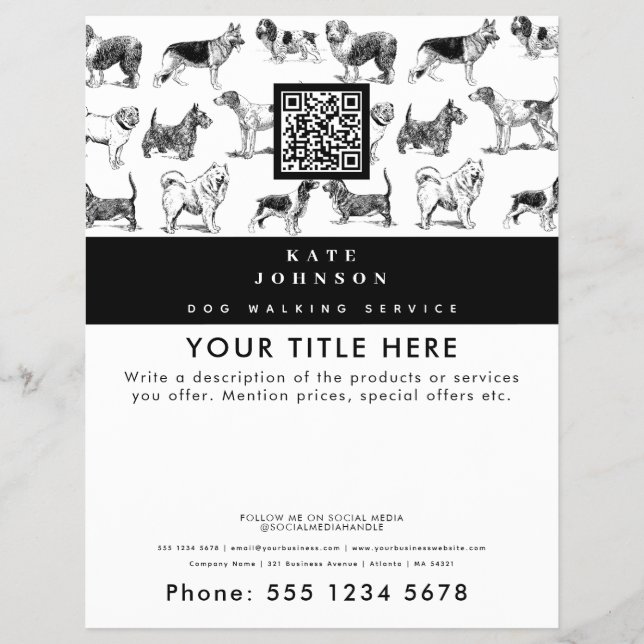 Dog Walker Grooming Dog Trainer Groomer Business Flyer (Front)
