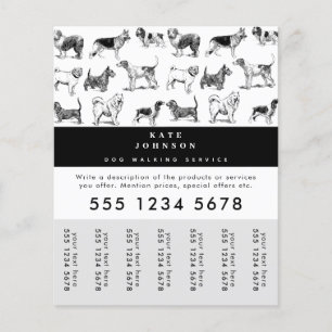 Dog Walker Grooming Dog Trainer Tear-Off Tags Flyer
