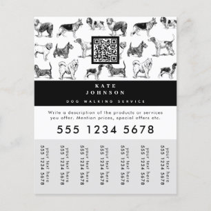Dog Walker Grooming Dog Trainer Tear-Off Tags Flyer