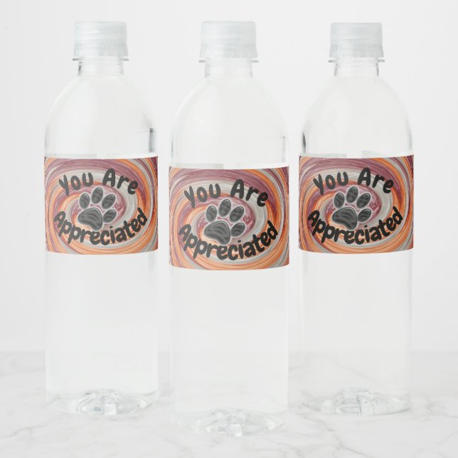 Dog Walker Groovy Paw Print Colourful Pet Sitter Water Bottle Label (Bottles)
