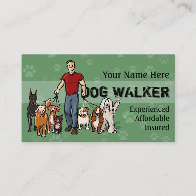 Dog Walker. Guy. Fully customisable business card (Front)