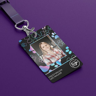 Dog Walker Holographic Paw Print Dog  ID Badge