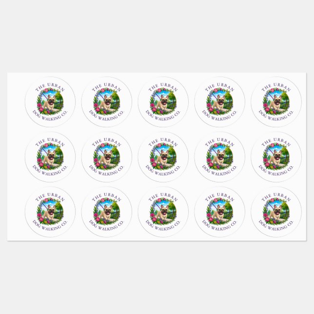 Dog Walker Large Waterproof Labels French Bulldog (Sheet)