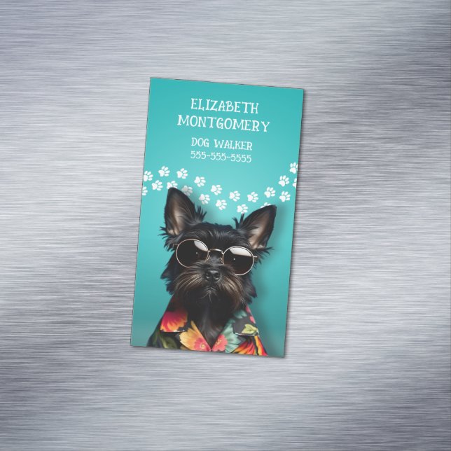 Dog Walker Magnetic Business Card (In Situ)
