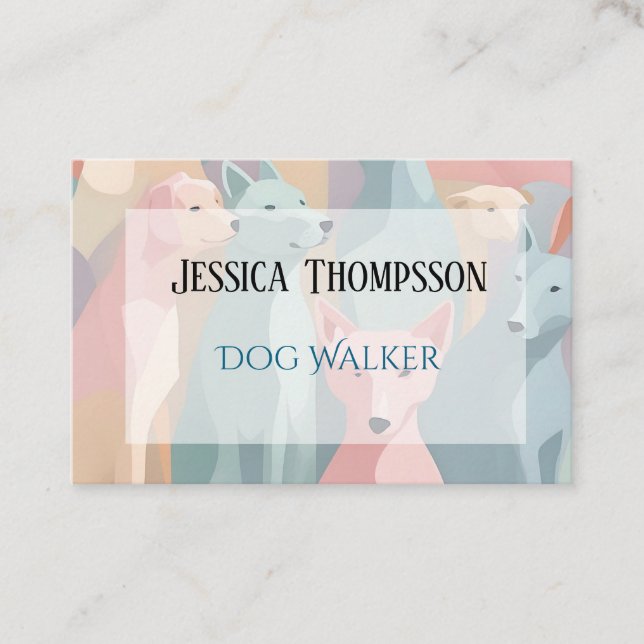 Dog Walker Minimalist Animal Illustration Business Card (Front)