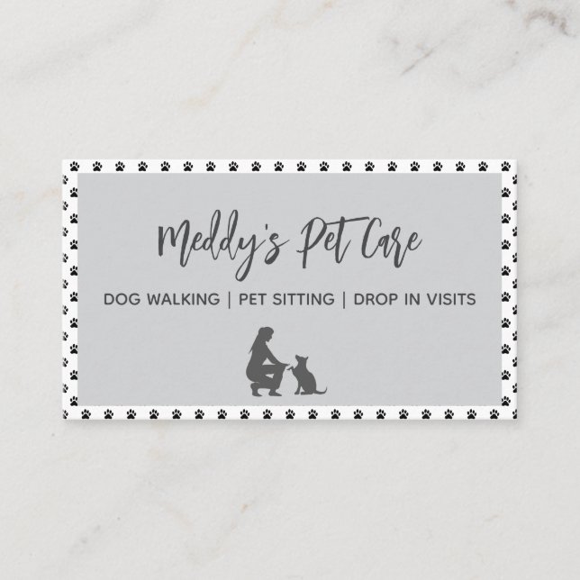 Dog walker minimalist custom photo business card (Front)
