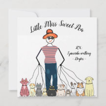 Dog Walker Note w Card Little Miss Sweet Pea