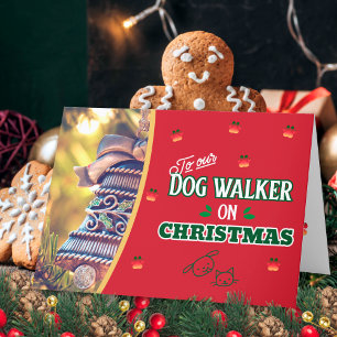 Dog Walker on Christmas Paws Cat and Dog Holiday  Card