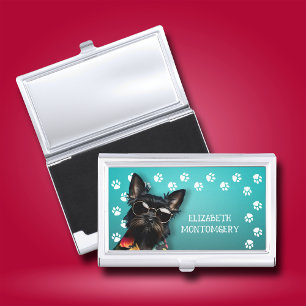 Dog Walker Paw Prints Business Card Holder