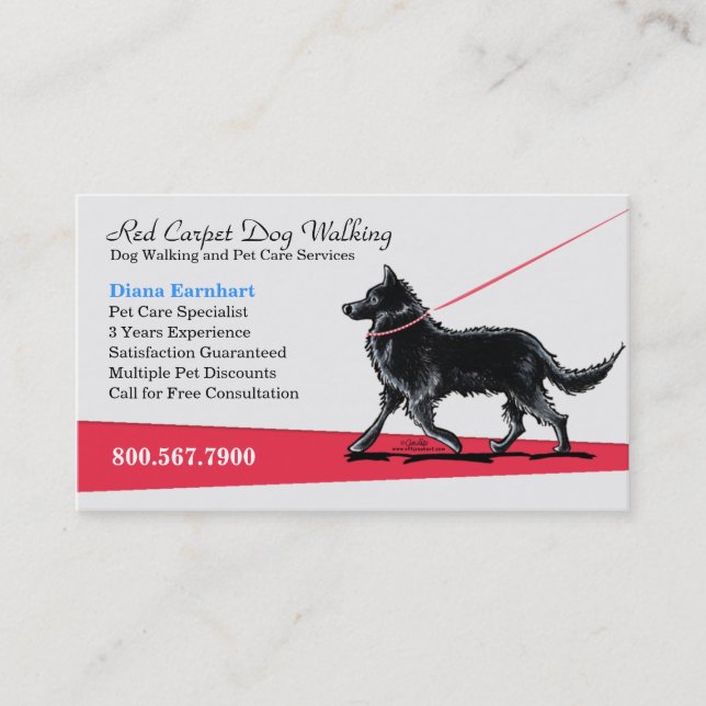 Dog Walker Pet Business Fancy Belgian Card (Front)