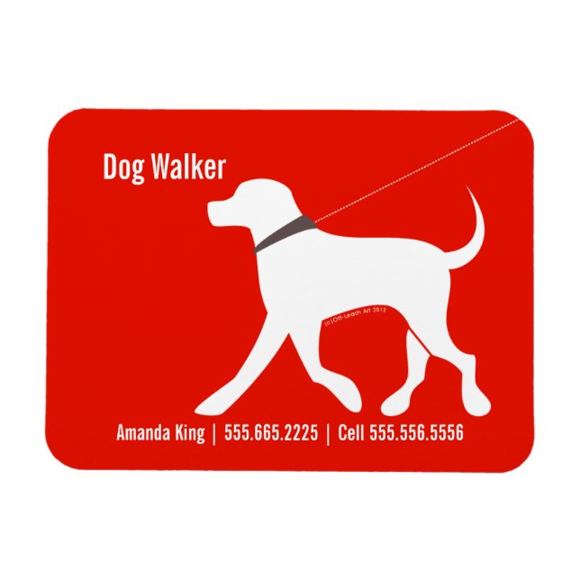 Dog Walker Pet Business Lab Modern Red Magnet (Horizontal)