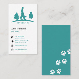 Dog Walker   Pet Care Aqua Business Card