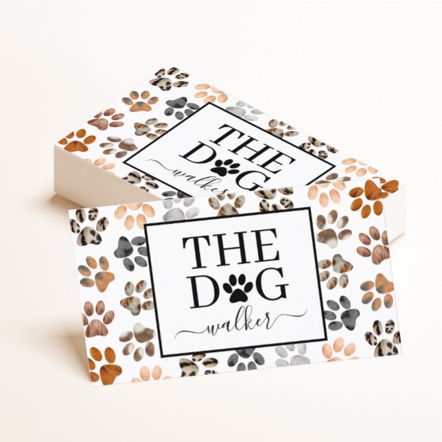 Dog walker pet care service fur paw print dog care business card (Creator Uploaded)