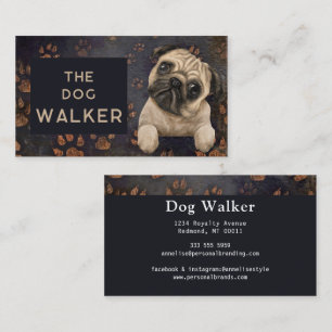 Dog walker pet care service fur paw print dog care business card