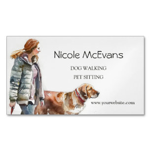 Dog Walker Pet Care Services Magnetic Business Card