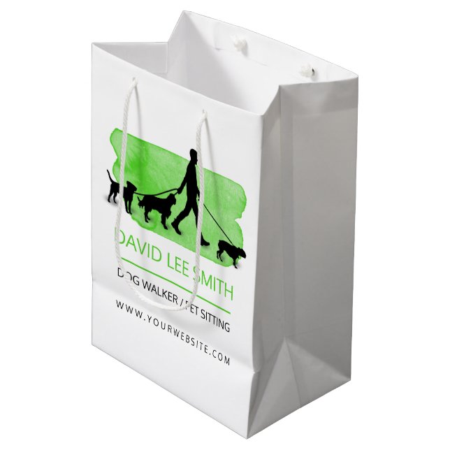 Dog walker / Pet Care Sitting Medium Gift Bag (Front Angled)