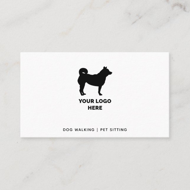 Dog Walker & Pet Sitter Add Your Logo Black Text Business Card (Front)