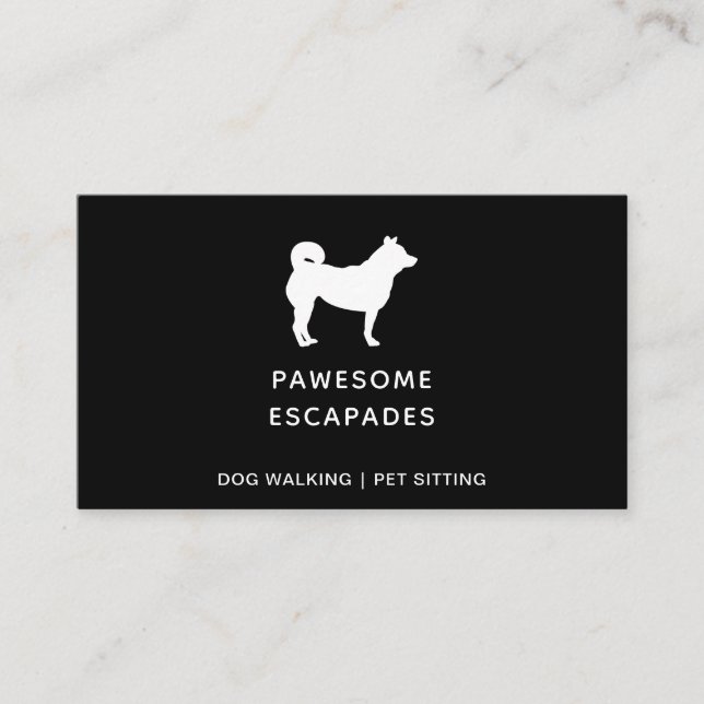 Dog Walker & Pet Sitter Black Business Card (Front)