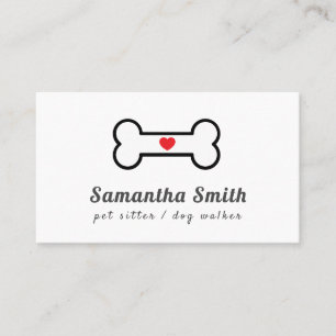 Dog Walker Pet Sitter Bone Heart Business Card
