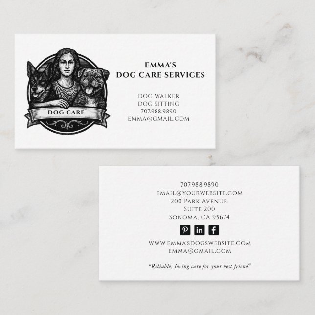 Dog Walker Pet Sitter Business Card (Front/Back)