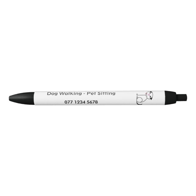Dog walker, pet sitter business promotion black ink pen (Front)