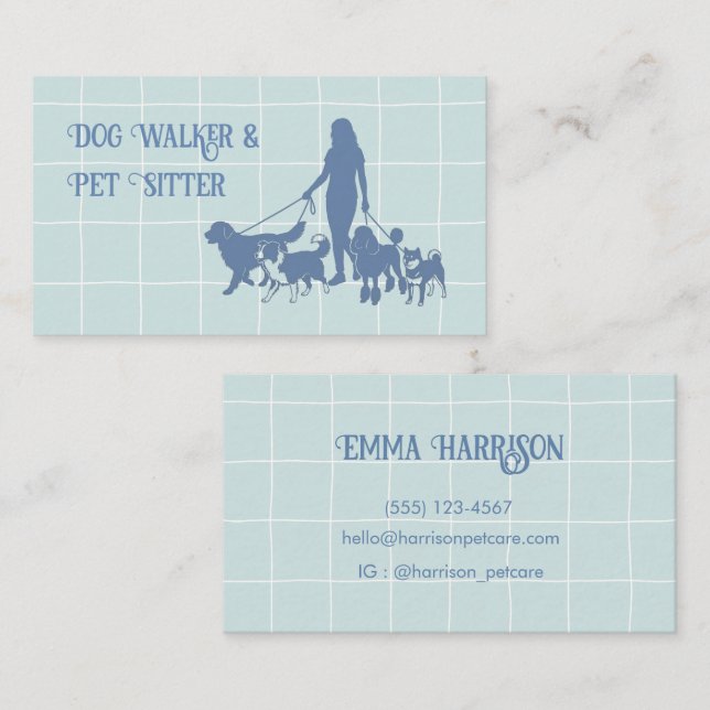 Dog Walker Pet Sitter Custom Business Card (Front/Back)
