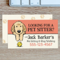 Dog Walker Pet Sitter Cute Doodle Dog with Ball