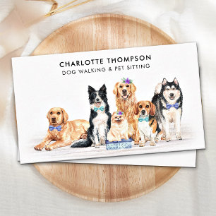 Dog Walker Pet Sitter Dog Groomer Watercolor  Business Card