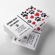 Dog Walker Pet Sitter Fun Paw and Hearts 