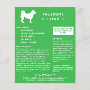 Dog Walker & Pet Sitter Green Flyer