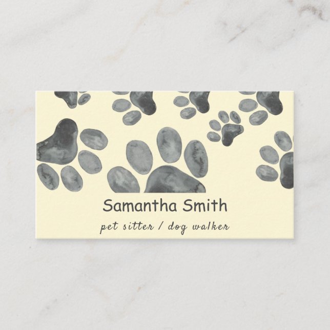 Dog Walker Pet Sitter Paw Business Card (Front)