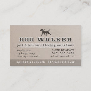 Dog Walker & Pet Sitting Brown Business Card