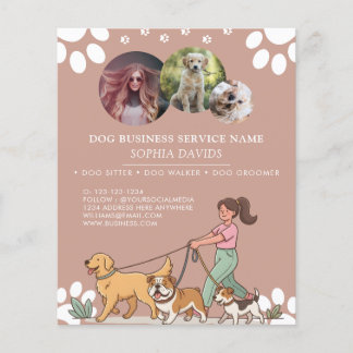 Dog Walker Pet Sitting Business Custom Photo Flyer