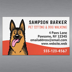 Dog Walker Pet Sitting German Shepherd Animal Care Magnetic Business Card